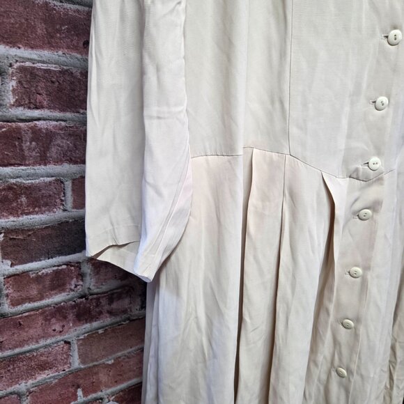 WR II Vintage Midi Dress 20 | Made in USA Cream Long Sleeve Cottagecore Retro - Picture 6 of 8
